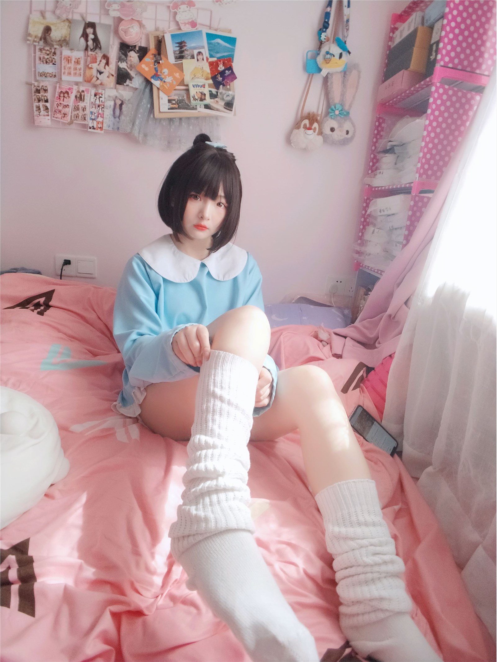 Kagura - No.63 light blue white socks(6)